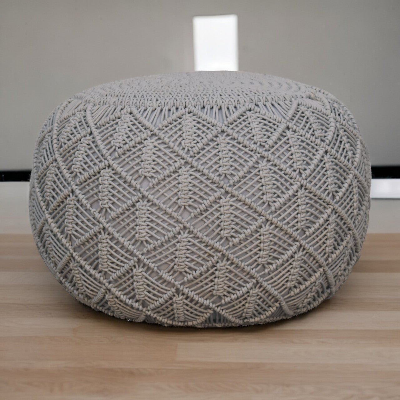Ansley Grey Knitted Pouffe Multifunctional Home Decor Accent