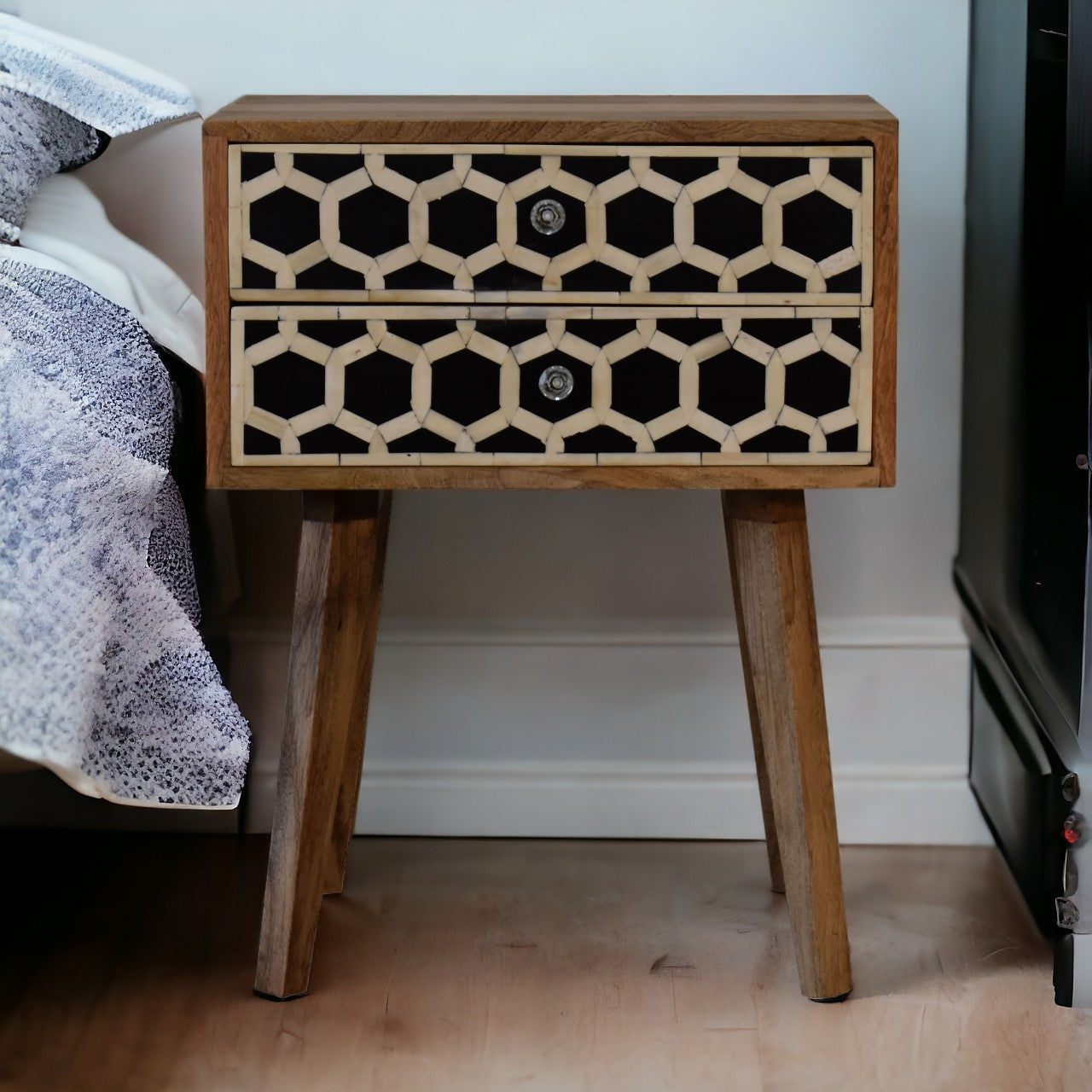 Bone Inlay Scandi Bedside