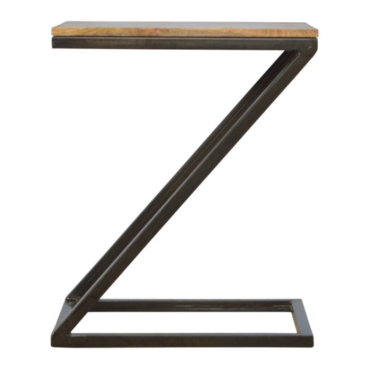 Side Table with Iron Base Accent Piece | Iron & Mango Wood