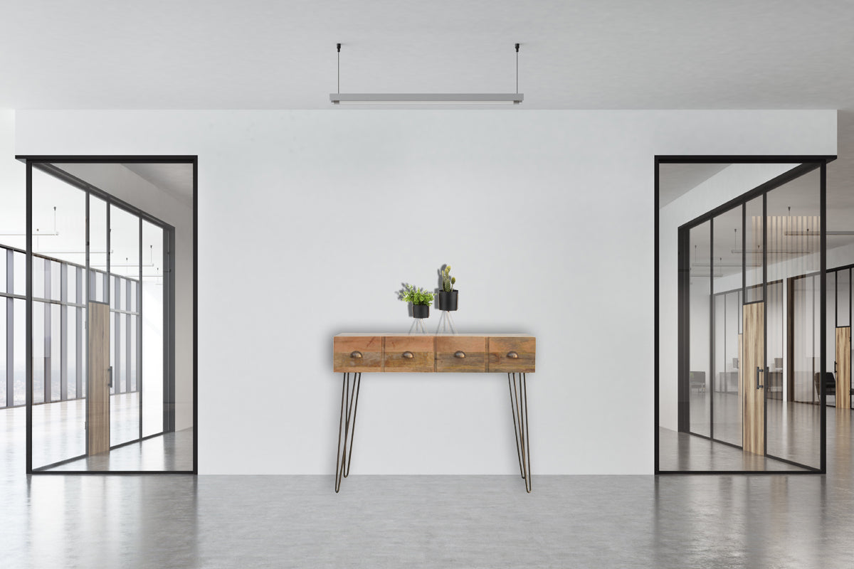 Iron Base 2 Drawer Console Table