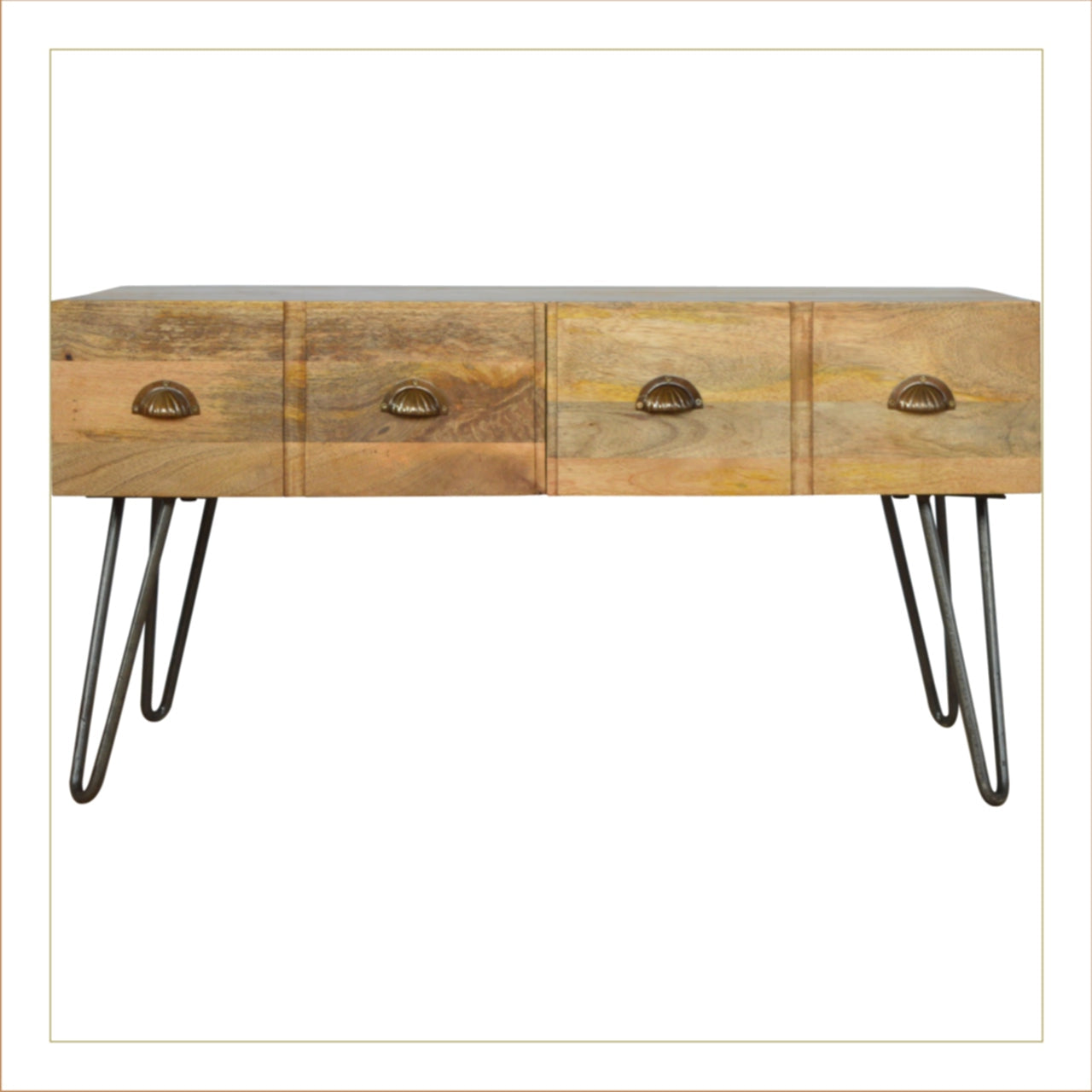 Iron Base Coffee Table With Two Drawers