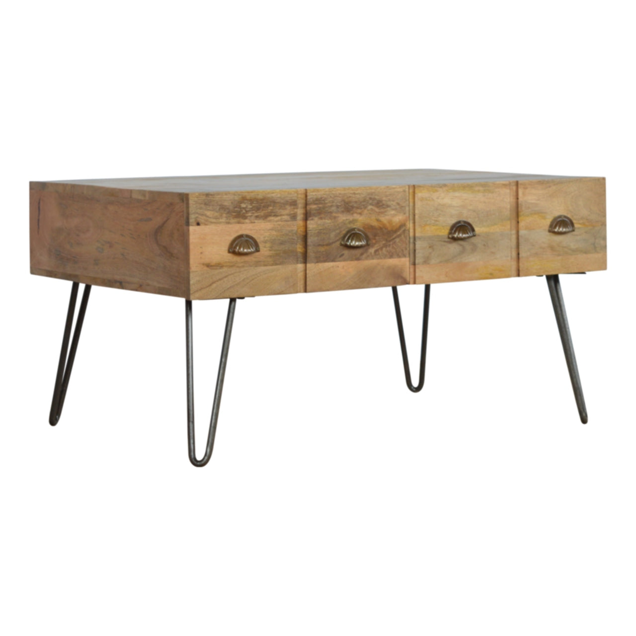 Iron Base Coffee Table With Two Drawers