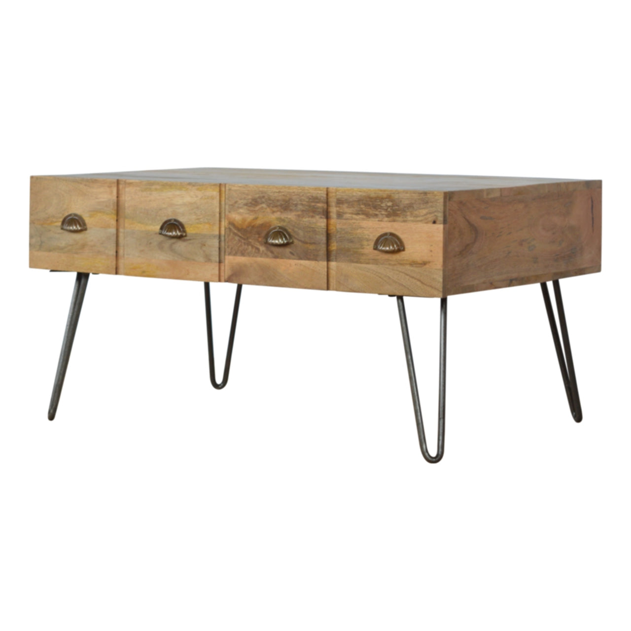 Iron Base Coffee Table With Two Drawers