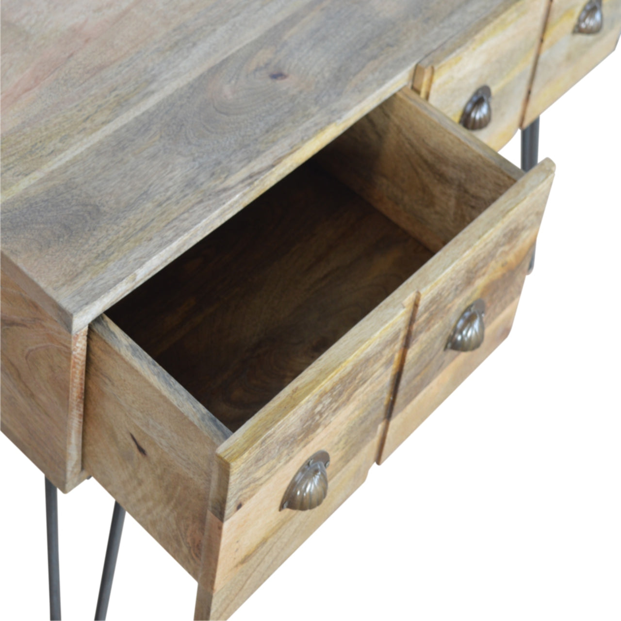 Iron Base Coffee Table With Two Drawers