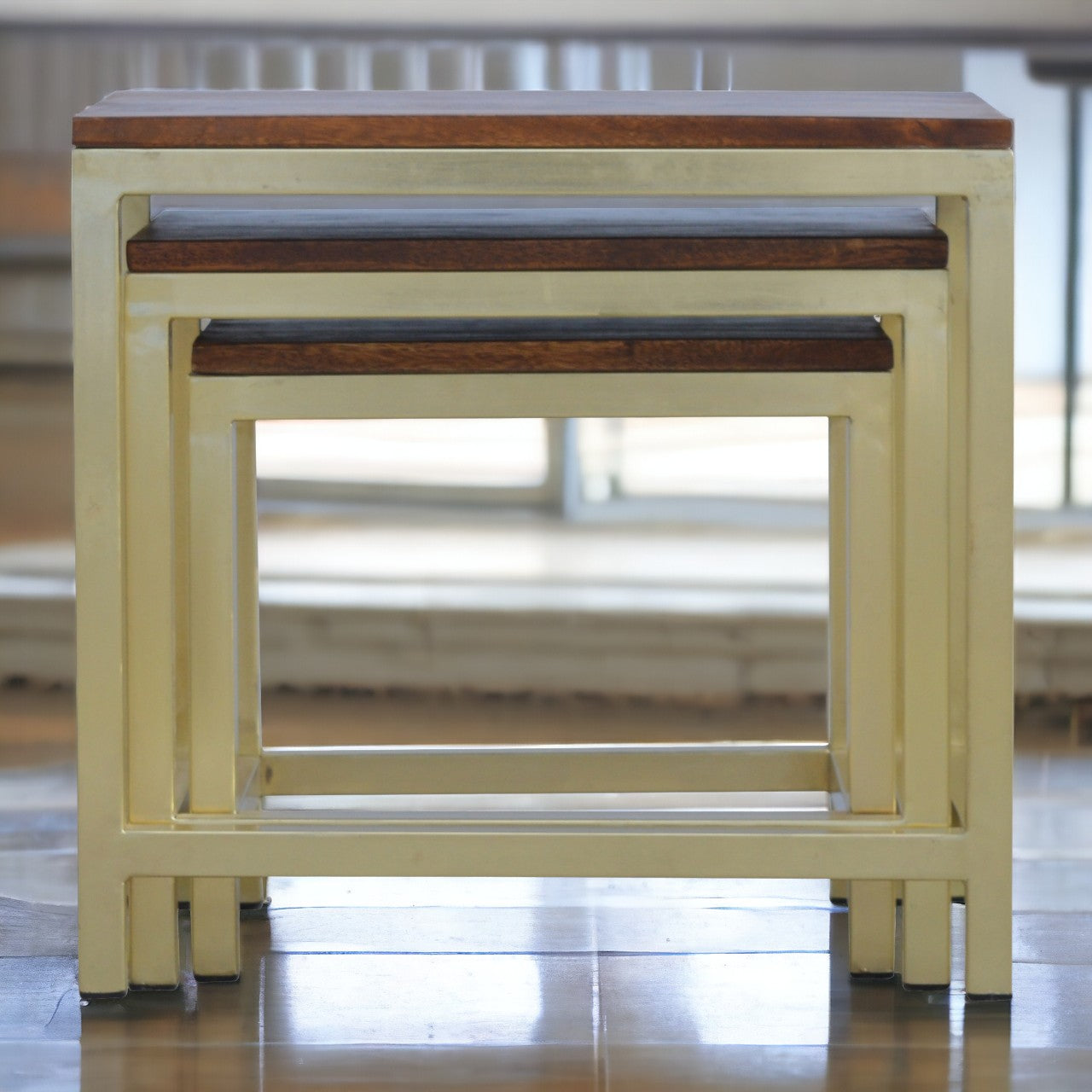 Chunky Gold Stool Set of 3
