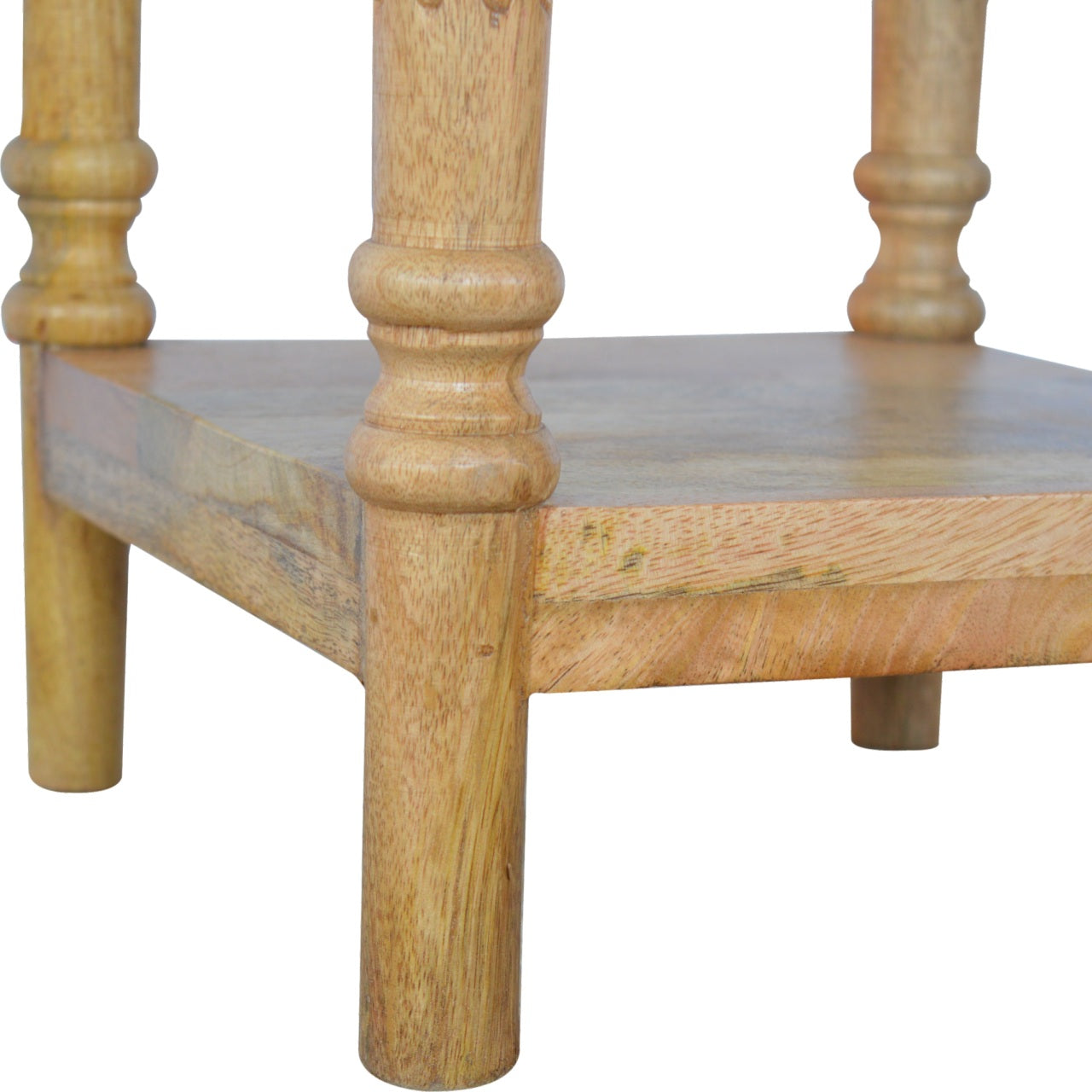 Turned Leg Telephone Table Accent Piece | Oak-Ish Solid Mango Wood