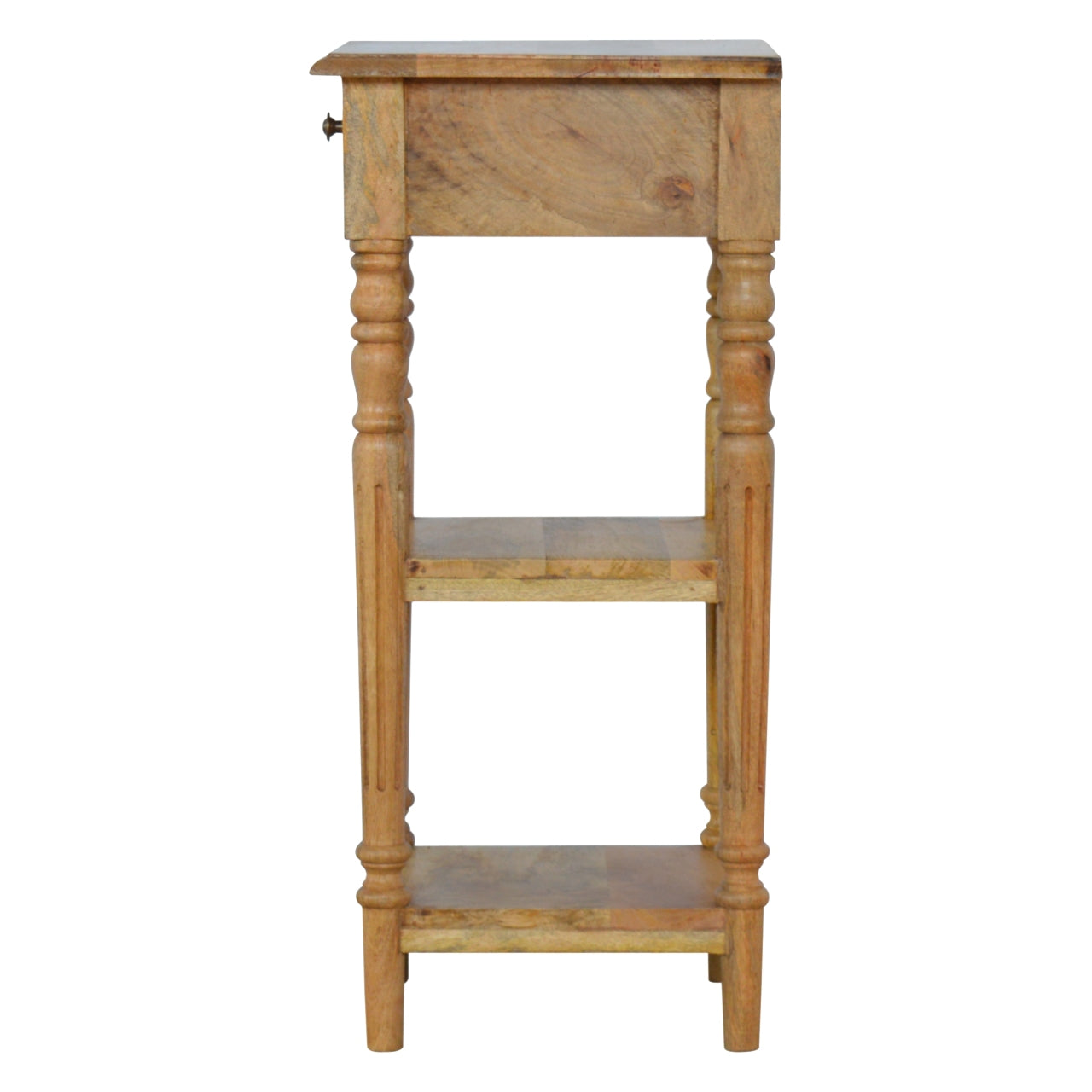 Turned Leg Telephone Table Accent Piece | Oak-Ish Solid Mango Wood