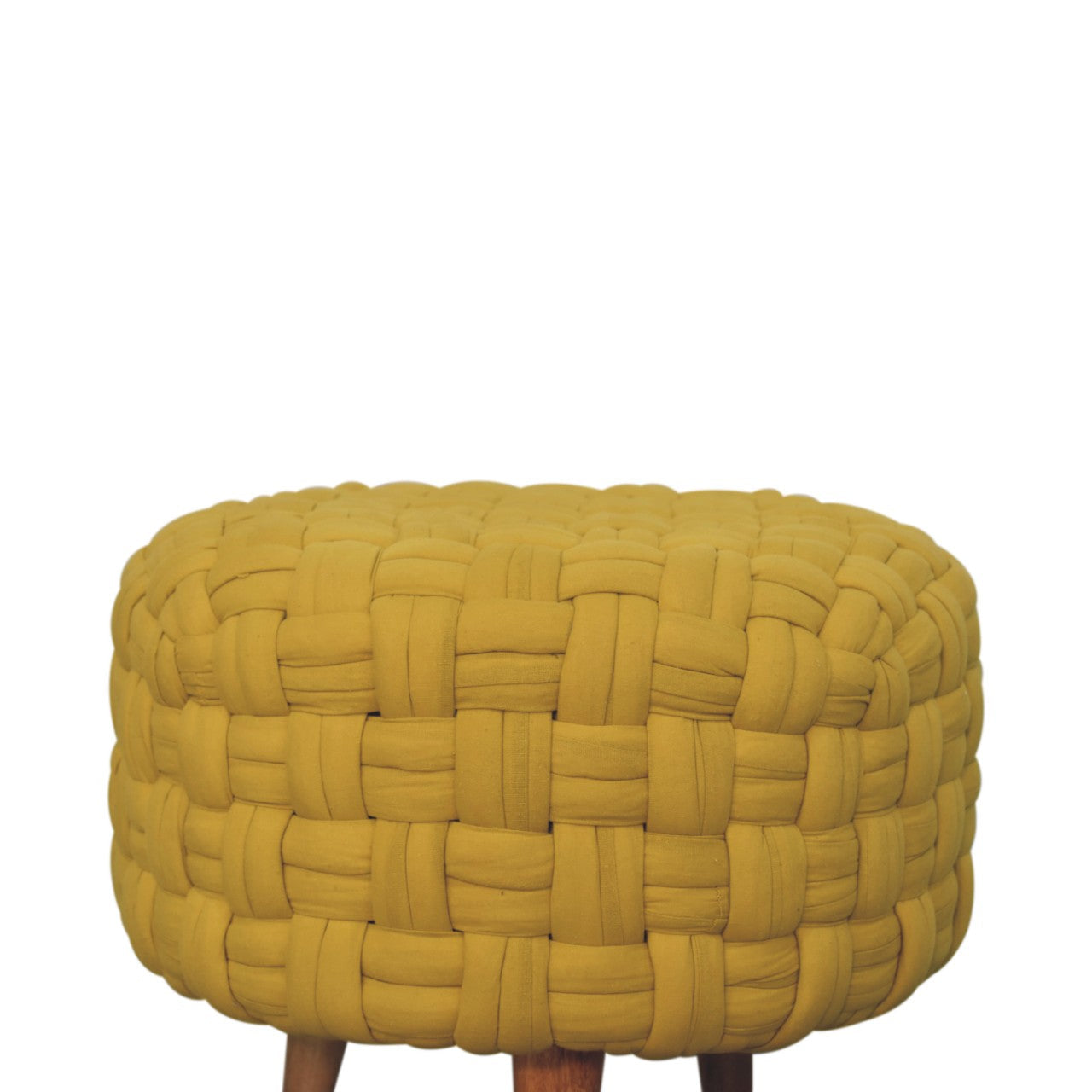 Mustard Tube Footstool Stylish Woven Seat for Living Room