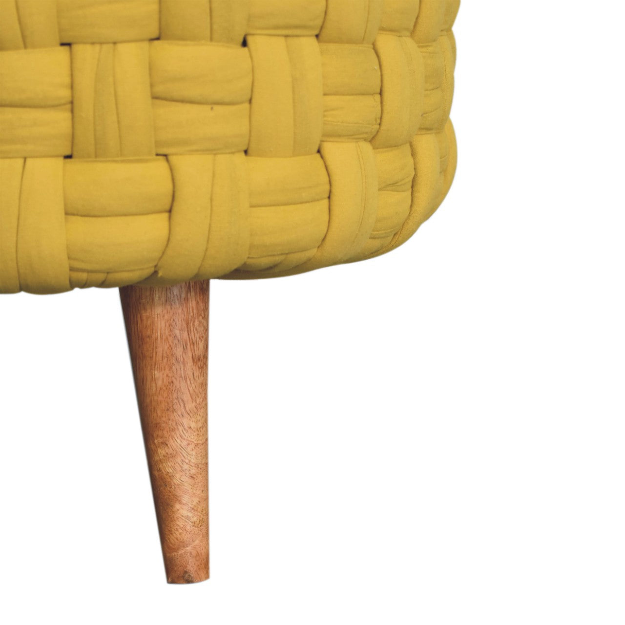 Mustard Tube Footstool Stylish Woven Seat for Living Room