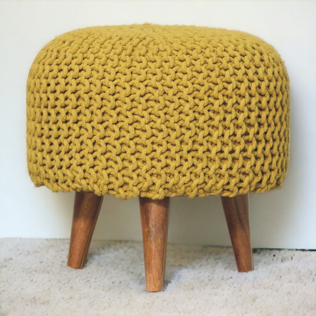 Keeva Mustard Round Footstool