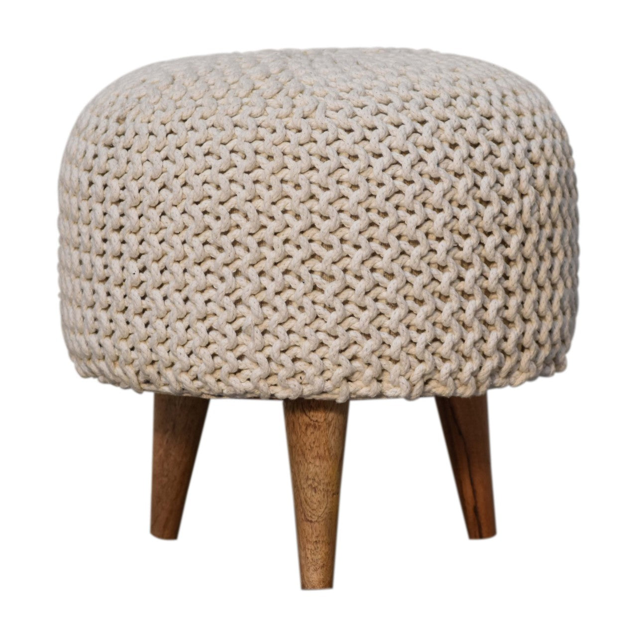 Keeva White Round Footstool Handmade Stylish Versatile Furniture