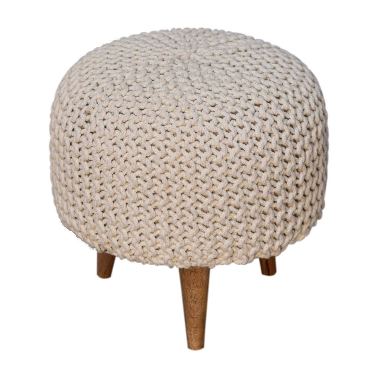 Keeva White Round Footstool Handmade Stylish Versatile Furniture