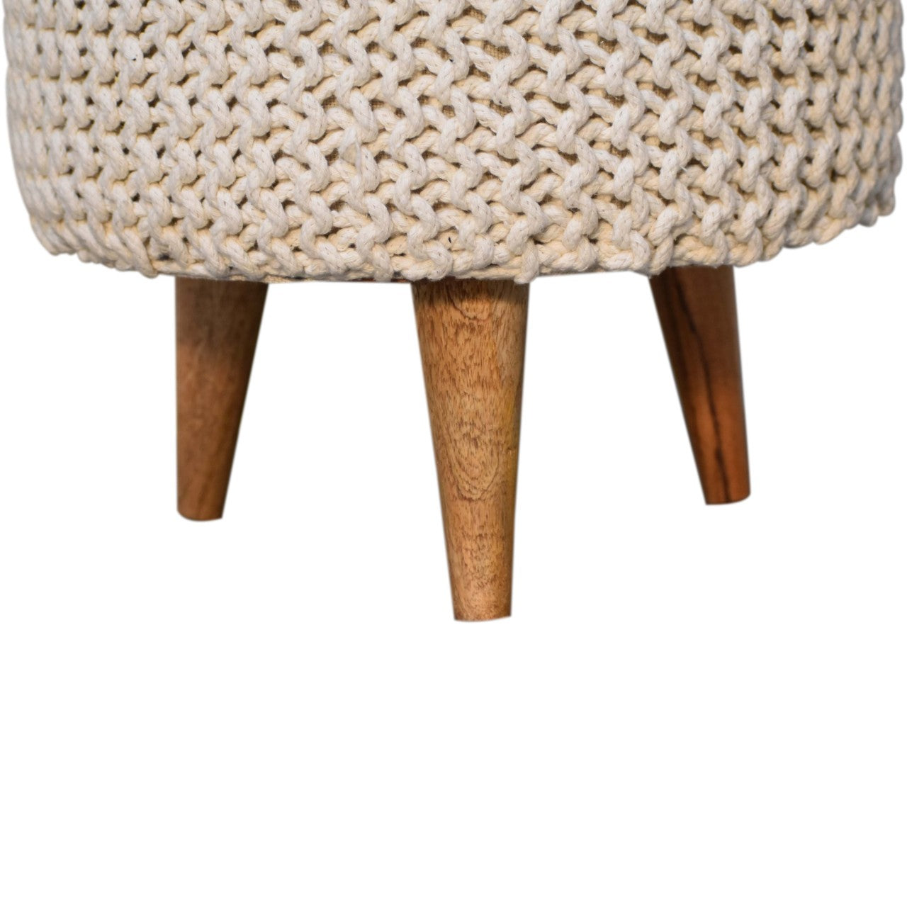 Keeva White Round Footstool Handmade Stylish Versatile Furniture