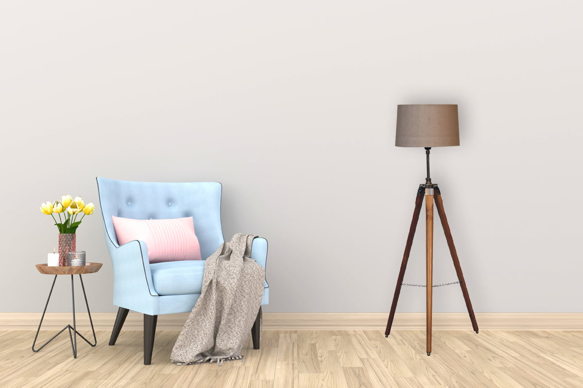Fixed Chrome Plated Tripod Floor Lamp Modern Rustic Design