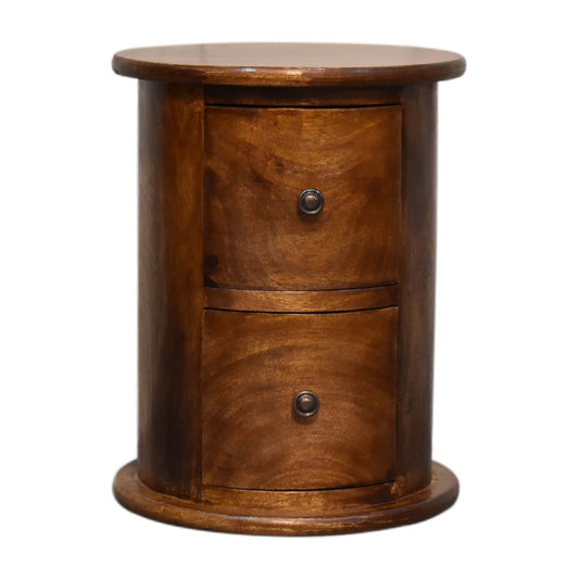 Mini Chestnut 2-Drawer Drum Storage Bench