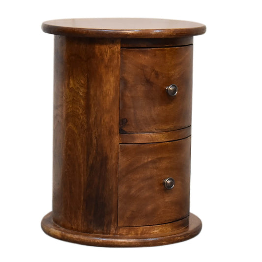 Mini Chestnut 2-Drawer Drum Storage Bench