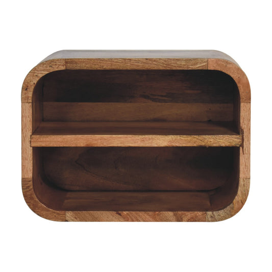 Oak-ish Floating Open Curve Bedside Table | Wall-Mounted