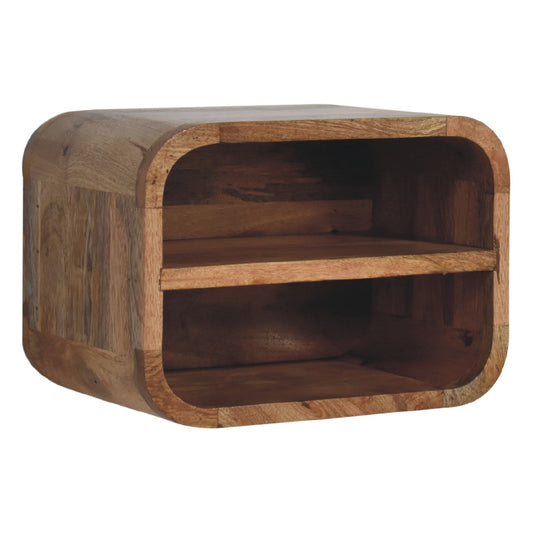 Oak-ish Floating Open Curve Bedside Table | Wall-Mounted