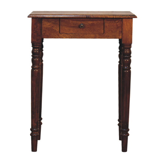 Chestnut Turned Leg Writing Desk | Hand-Carved