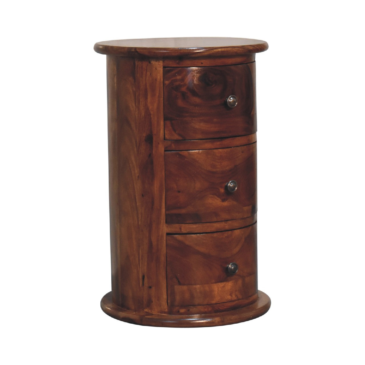 3-Drawer Chestnut Sheesham Drum Storage Bench