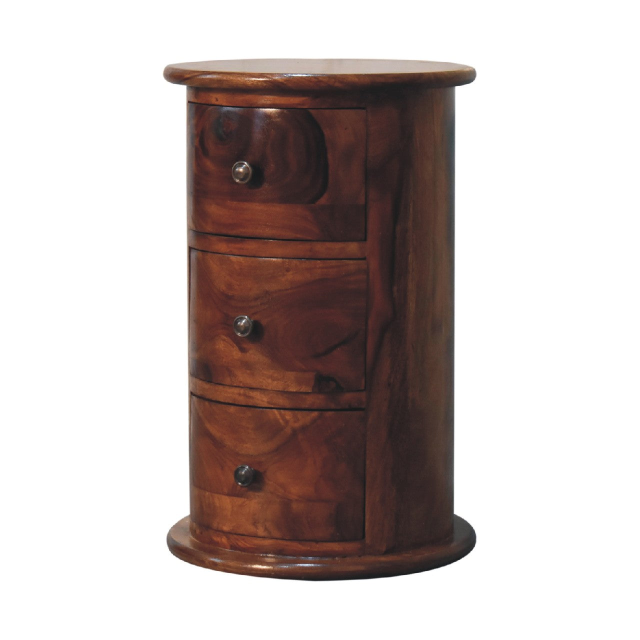 3-Drawer Chestnut Sheesham Drum Storage Bench