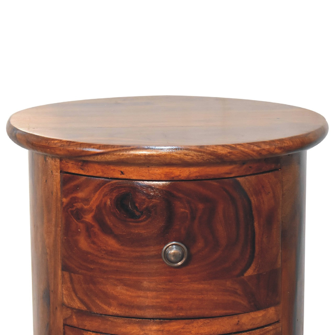 3-Drawer Chestnut Sheesham Drum Storage Bench