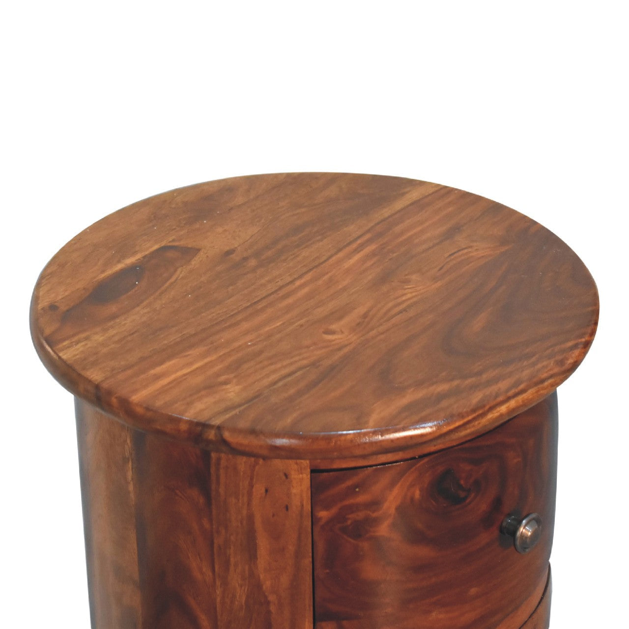 3-Drawer Chestnut Sheesham Drum Storage Bench