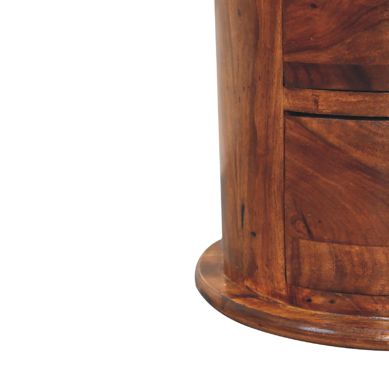 3-Drawer Chestnut Sheesham Drum Storage Bench