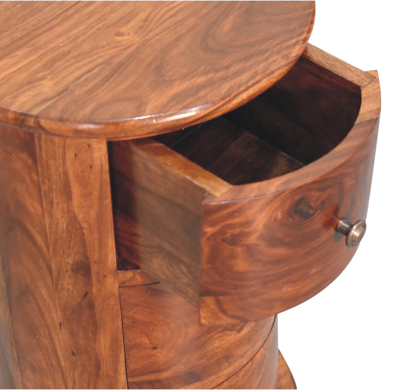 3-Drawer Chestnut Sheesham Drum Storage Bench