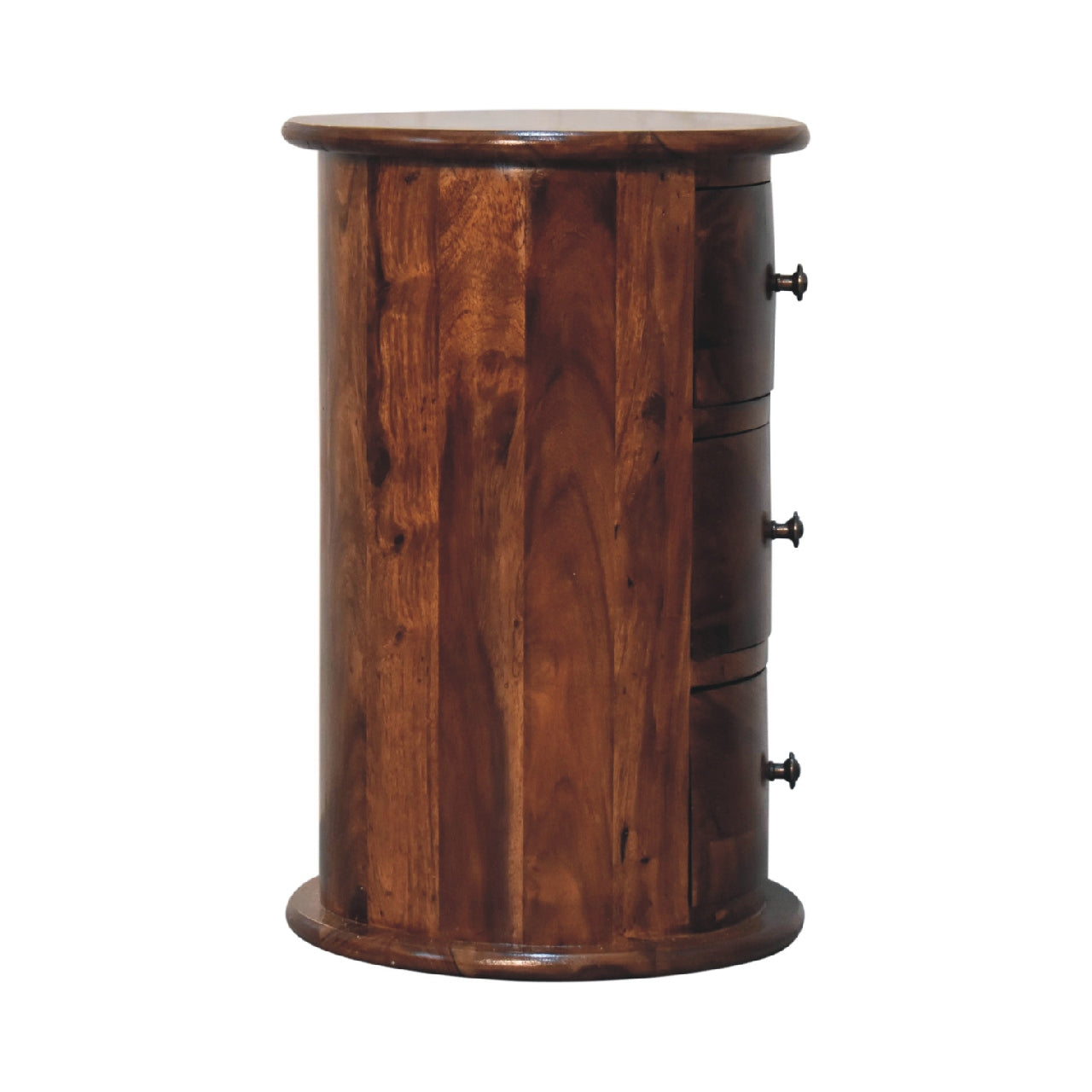 3-Drawer Chestnut Sheesham Drum Storage Bench