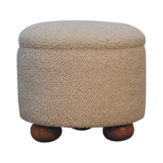 Cream Boucle Storage Footstool | Hidden Storage