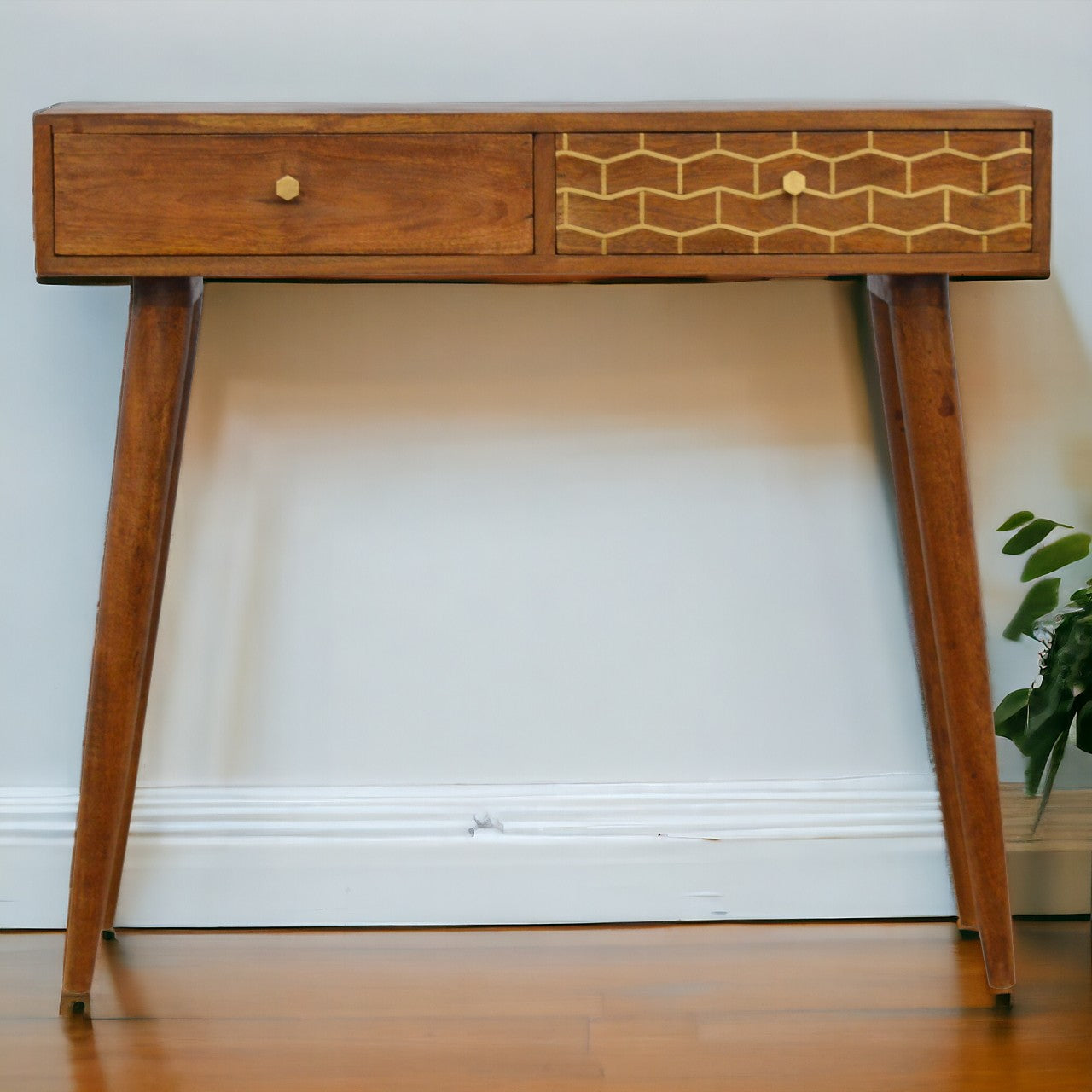 Gold Art Pattern Console Table