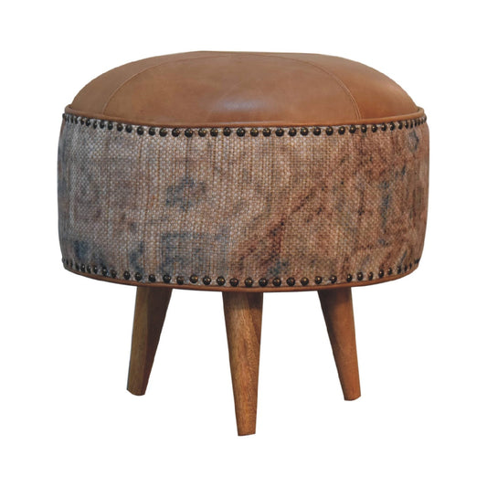 Haven Durrie Round Footstool | Buffalo Leather