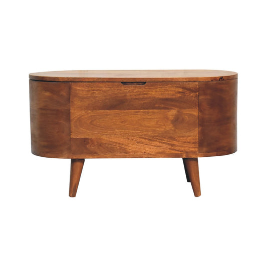 Chestnut Rounded Lid up Blanket Box Storage Bench