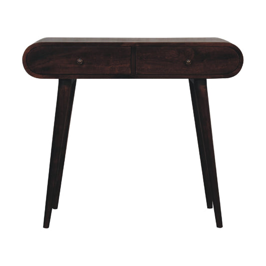 Walnut Curved Edge Console Table