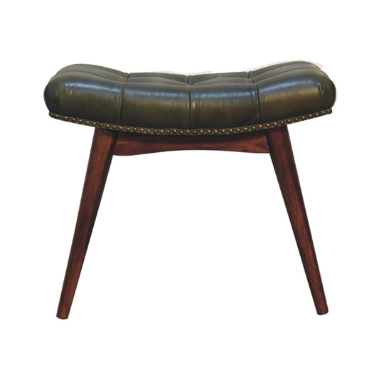 Harbour Green Footstool | Buffalo Leather