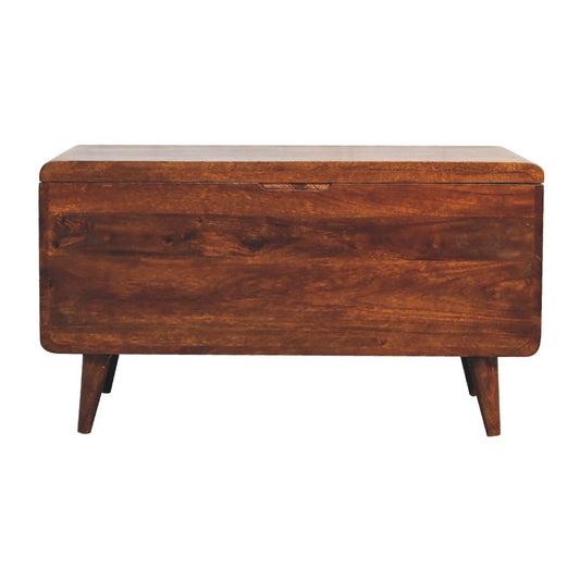 Curved Chestnut Blanket Box Storage Bench