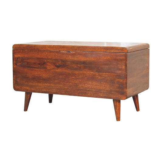 Curved Chestnut Blanket Box Storage Bench