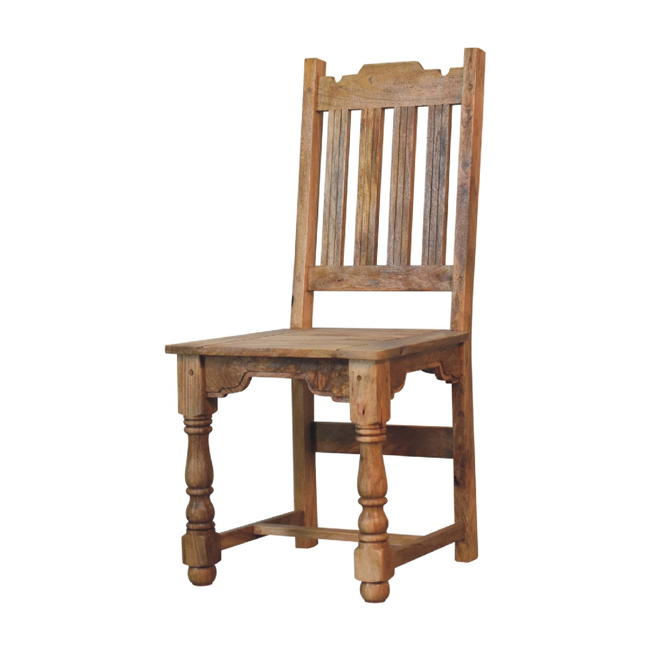 Granary Dining Table Set in Distressed Oak Finish Made from Solid Mango Wood