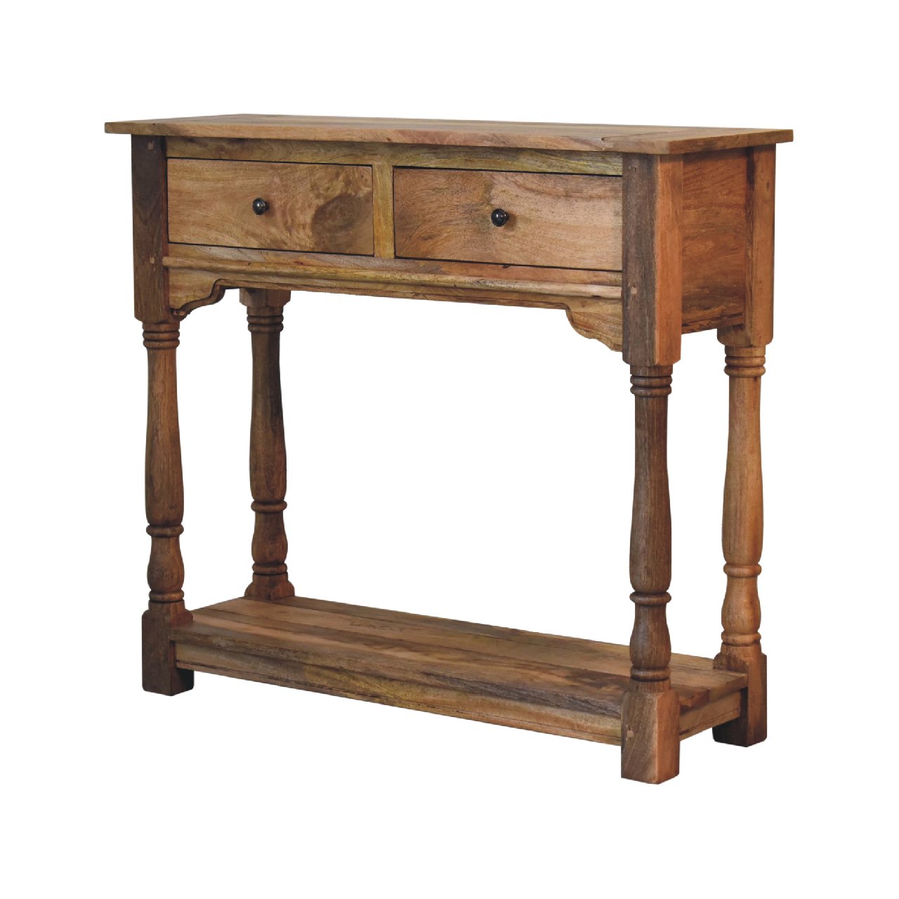 Granary Dining Table Set in Distressed Oak Finish Made from Solid Mango Wood