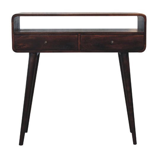 Curved Walnut Console Table
