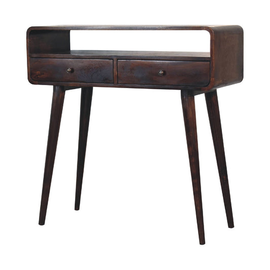 Curved Walnut Console Table