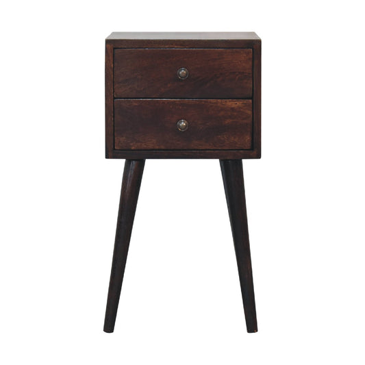 Mini 2 Drawer Walnut Bedside