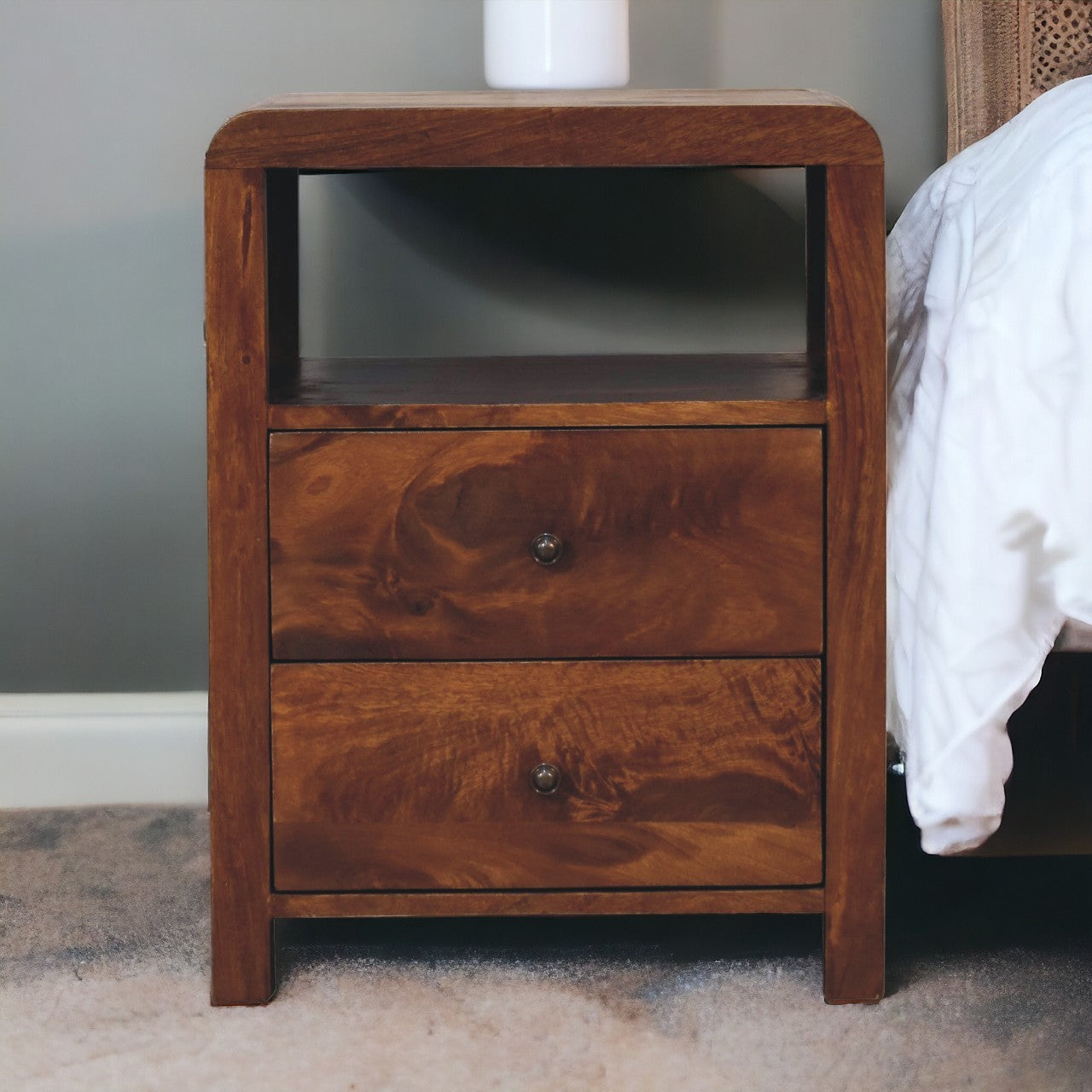 Aspen Bedside Table | Chestnut Solid Mango Wood