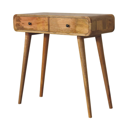 Oak-ish Curved Hallway Table Accent Piece