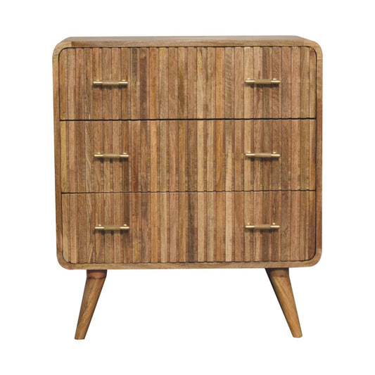T-bar Ridged Chest of Drawers | Oak Solid Mango Wood