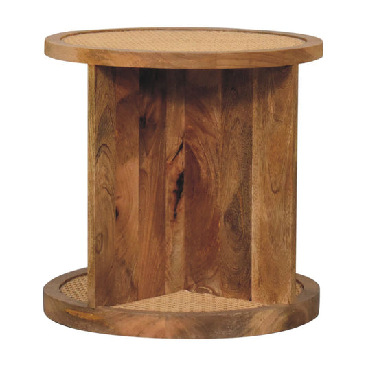 Close-knit Corner End Table Accent Piece | Oak Solid Mango Wood
