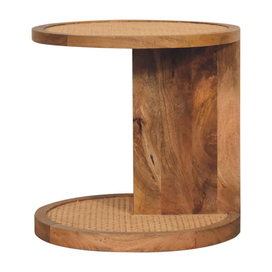 Close-knit Corner End Table Accent Piece | Oak Solid Mango Wood
