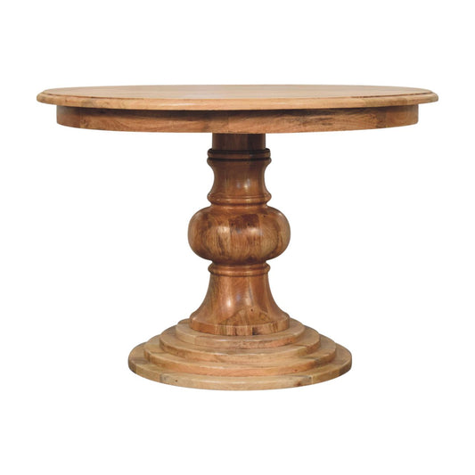 Round Turned Dining Table | Oak Solid Mango Wood