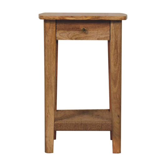 Rope End Table Accent Piece | Oak Solid Mango Wood